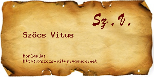 Szőcs Vitus névjegykártya